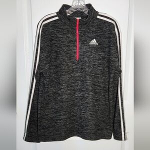 Adidas Youth Black/Gray Microfleece Quarter-Zip Pullover Sweatshirt-  L (14-16)